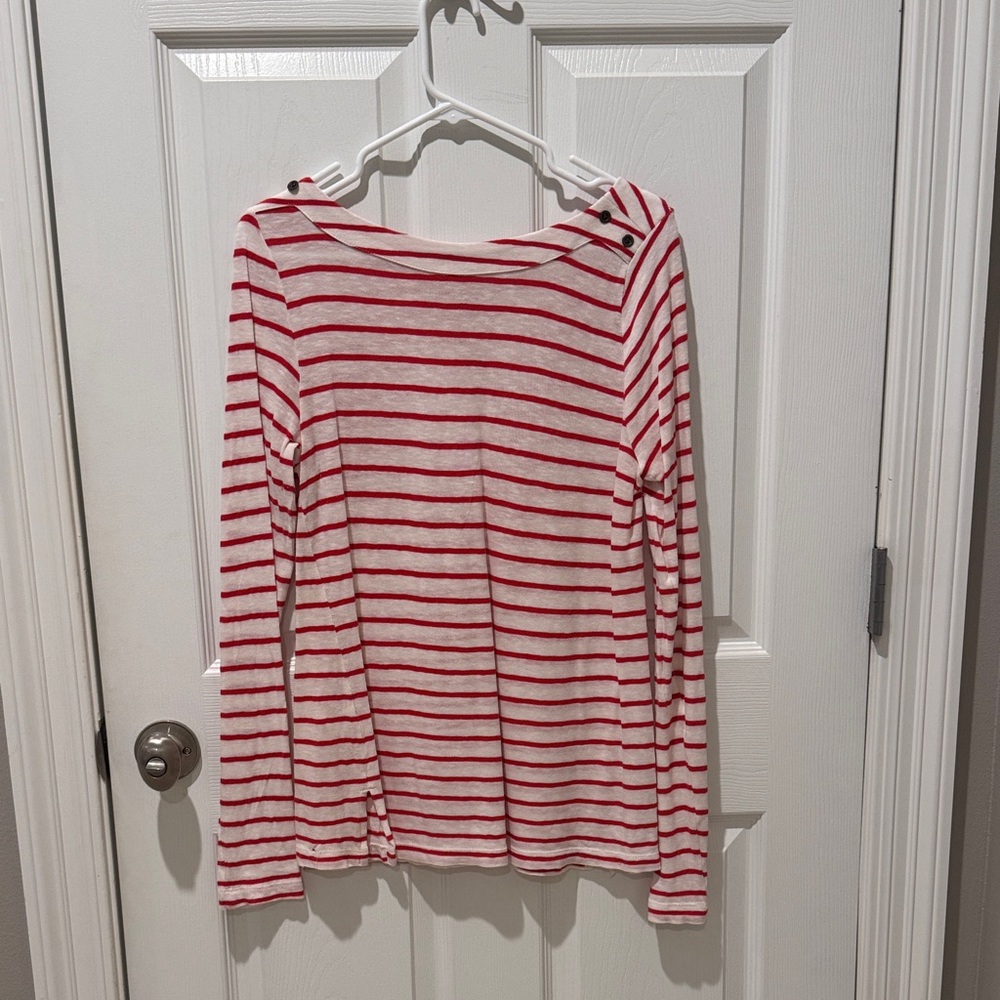 Orange and White Striped Long Sleeve Top